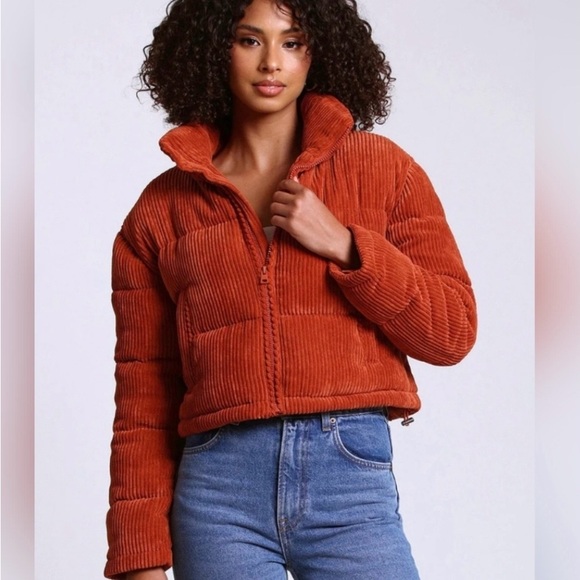 NWT 7 for All Mankind Corduroy Cropped Puffer Jacket Size S - Picture 3 of 16